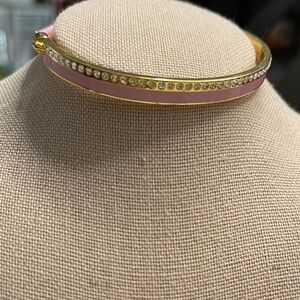 Halcyon Days Elegant Light Pink and Gold Bangle Bracelet